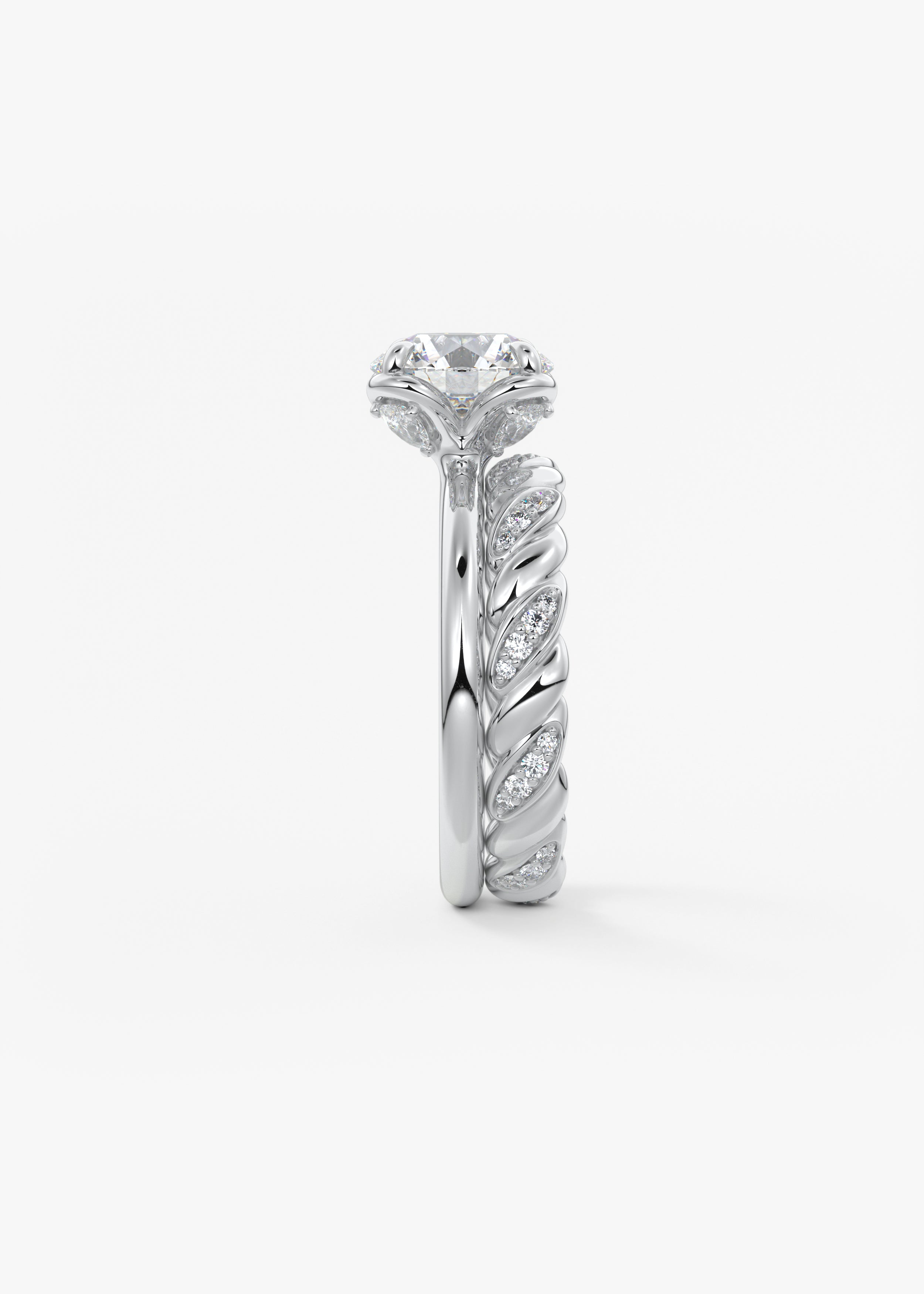 Round Multi Stones Lab Grown Diamond Engagement Ring