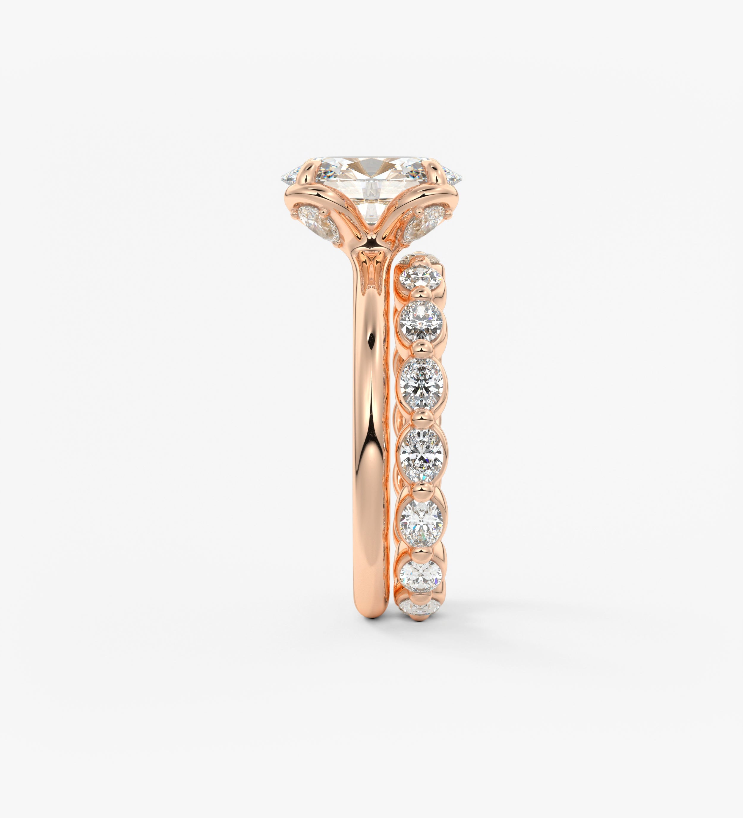 Oval Multi Stones Lab Grown Diamond Engagement Ring