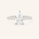 Stunning 1.5 CT Pear Moissanite Engagement Ring with Pave Design 4