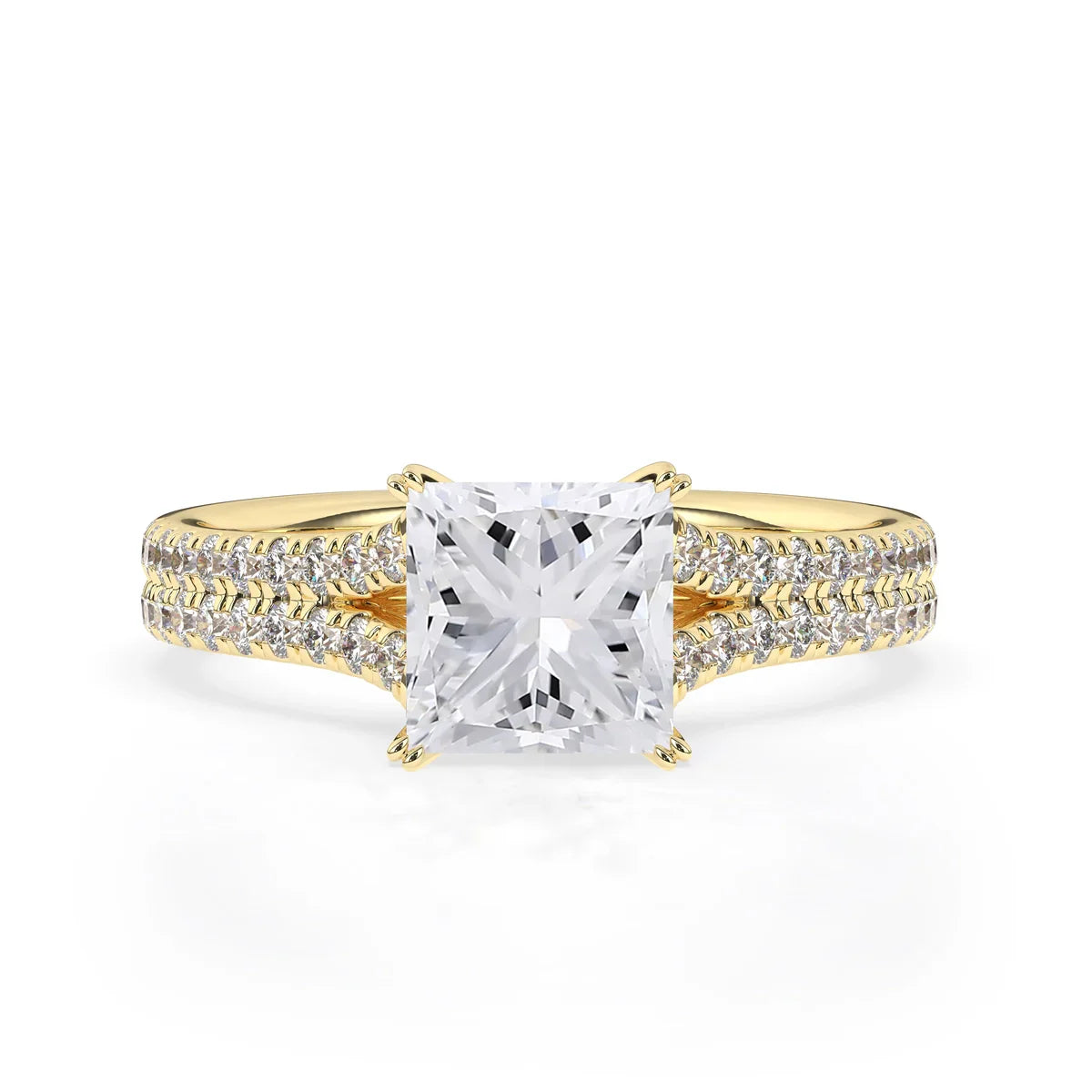 Stunning 2.0 CT Princess Moissanite Engagement Ring with Split Shank Design 1