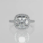 Stunning 2.40 CT Cushion Moissanite Engagement Ring with Halo & Pave Design 1