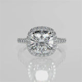 Stunning 2.40 CT Cushion Moissanite Engagement Ring with Halo & Pave Design 1