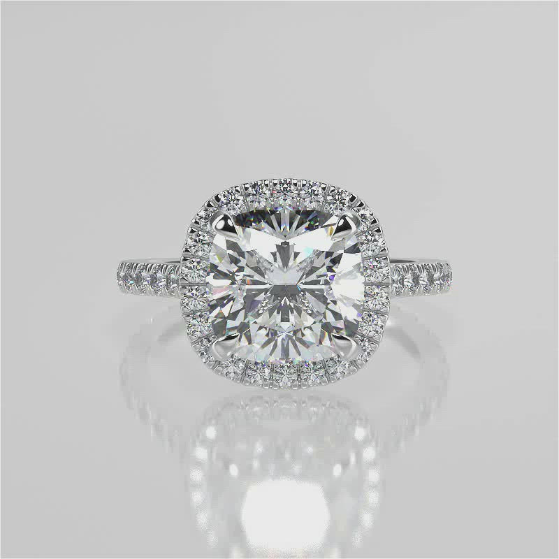 Stunning 2.40 CT Cushion Moissanite Engagement Ring with Halo & Pave Design 1