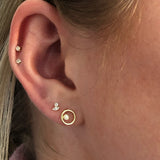 0.10 TCW Round Cut Moissanite Circle Stud Earrings in Gold 2