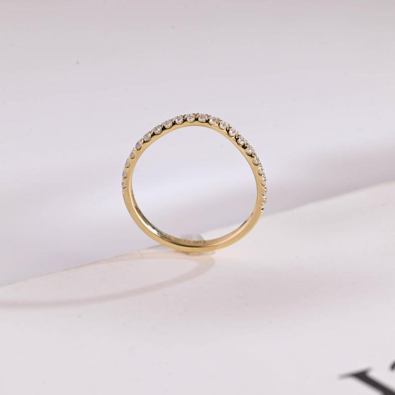 Stunning 0.3 TCW Round Moissanite Stones Half Eternity Wedding Band 8