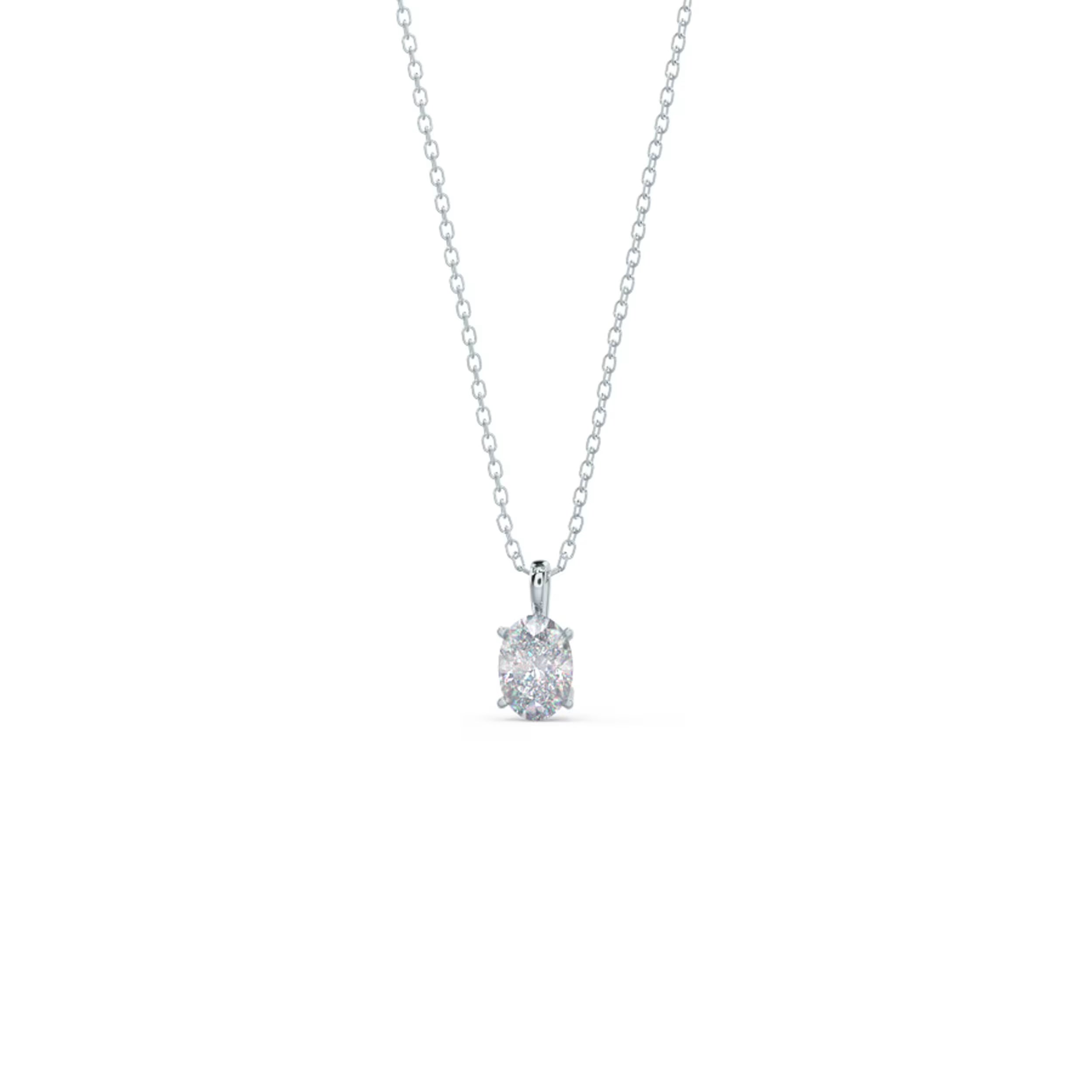 1.0 CT Oval Cut Moissanite Diamond Solitaire Pendant Necklace in Solid Gold 5