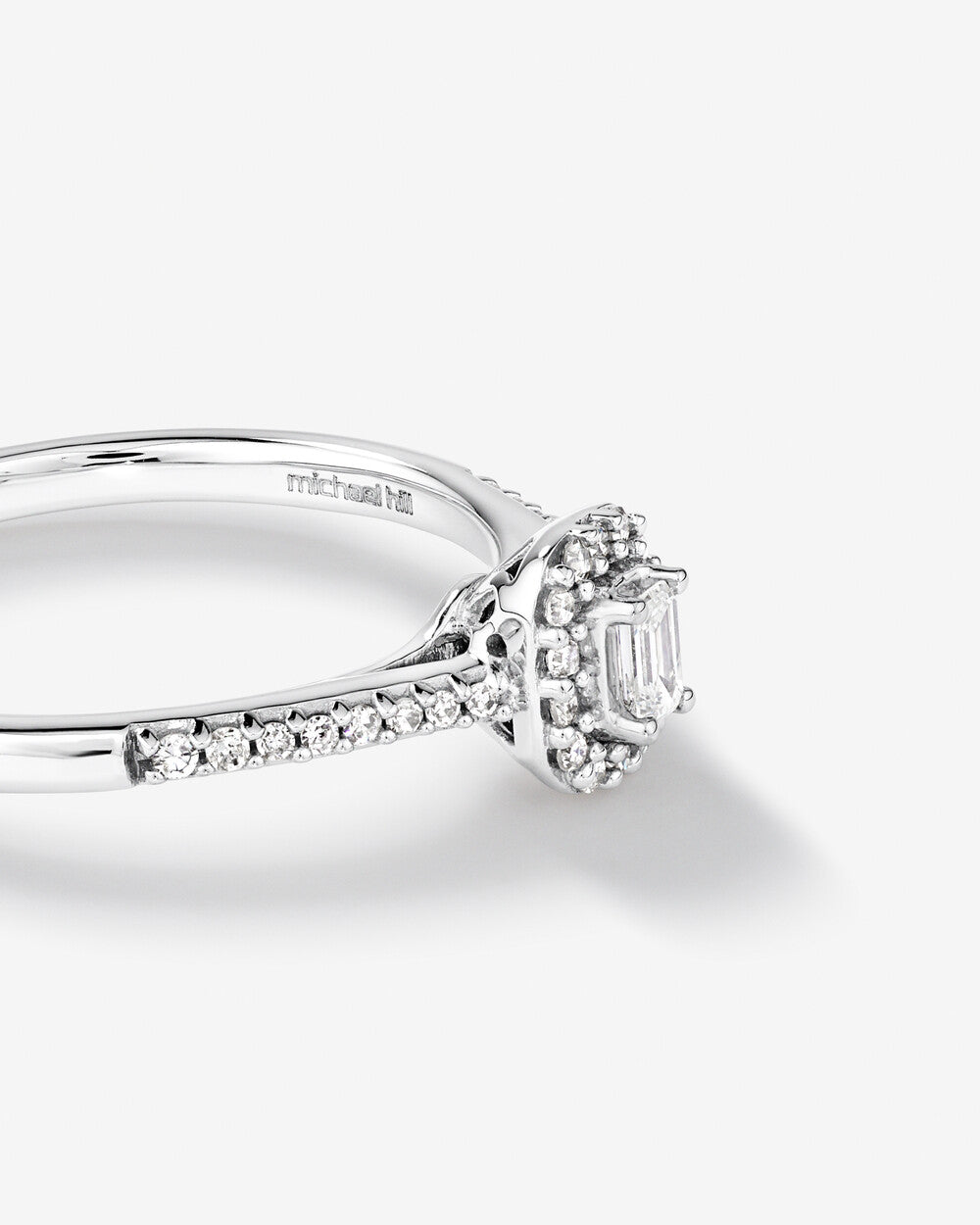 Stunning 0.2 CT Emerald Moissanite Engagement Ring with Pave & Halo Design 3