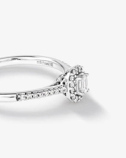 Stunning 0.2 CT Emerald Moissanite Engagement Ring with Pave & Halo Design 3