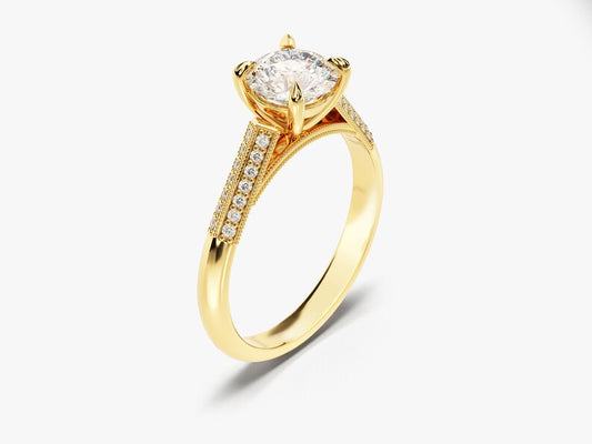Stunning 1.0 CT Round Moissanite Engagement Ring with Knife Edge Design 2