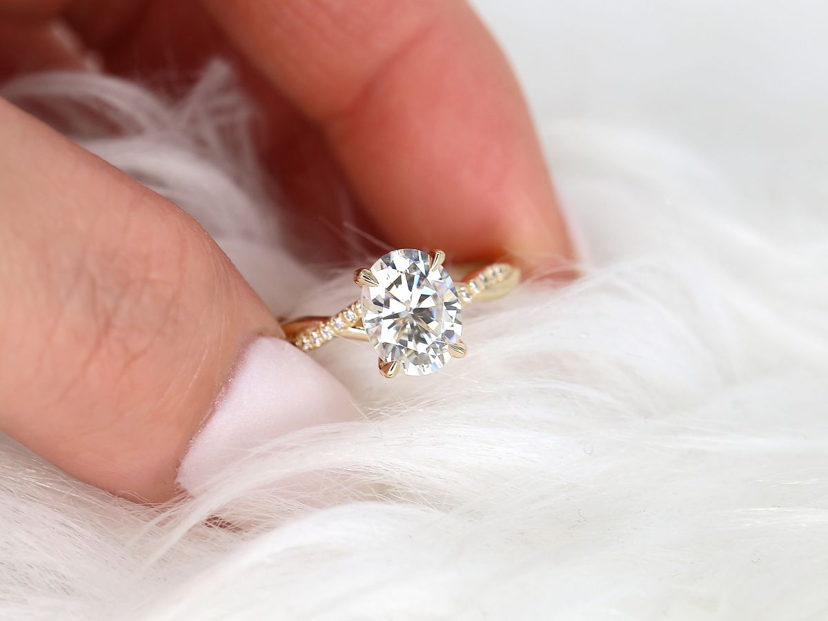 Stunning 2 CT Oval Moissanite Engagement Ring with Twisted Pave Design 7