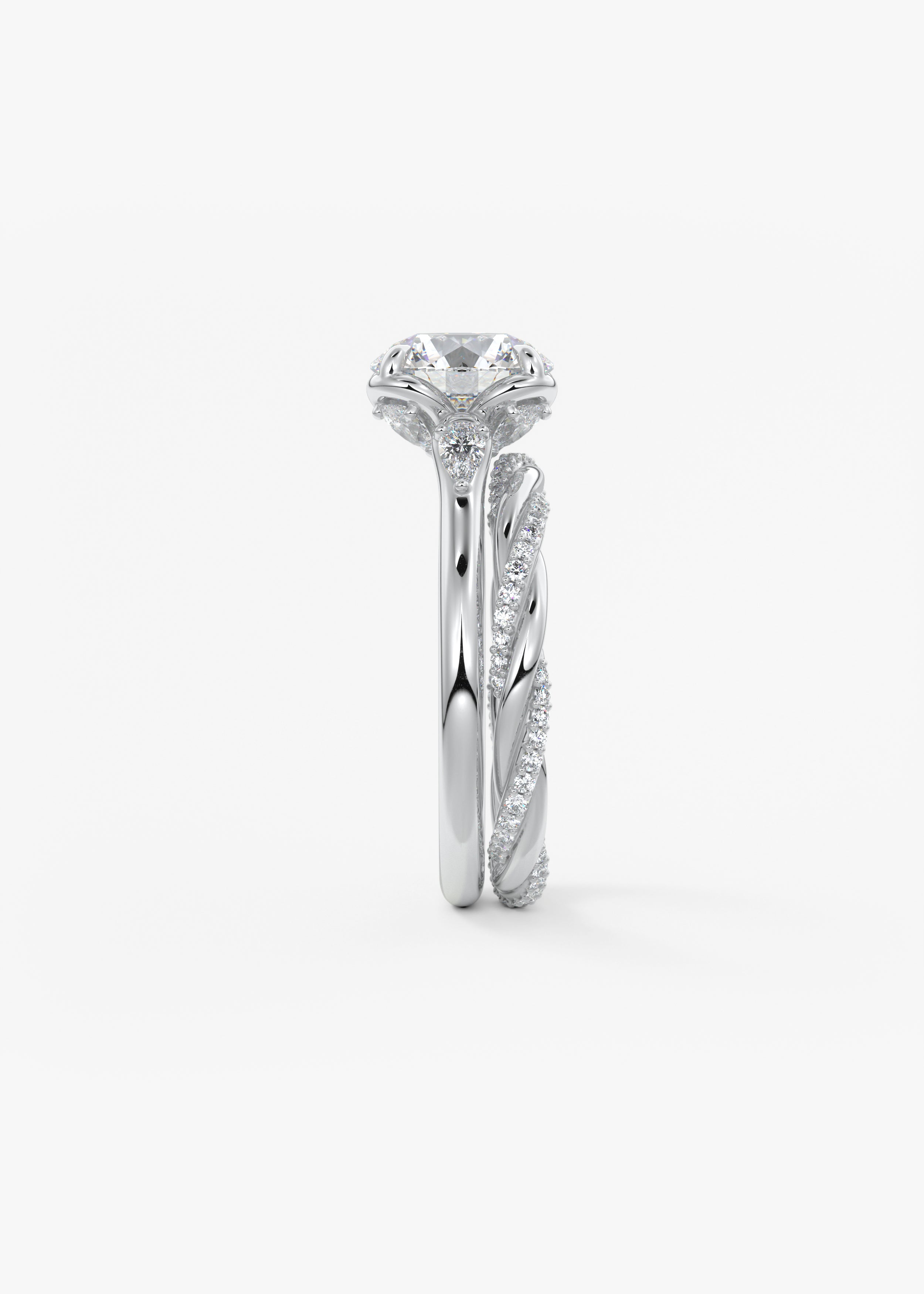Round Cluster Lab Grown Diamond Engagement Ring