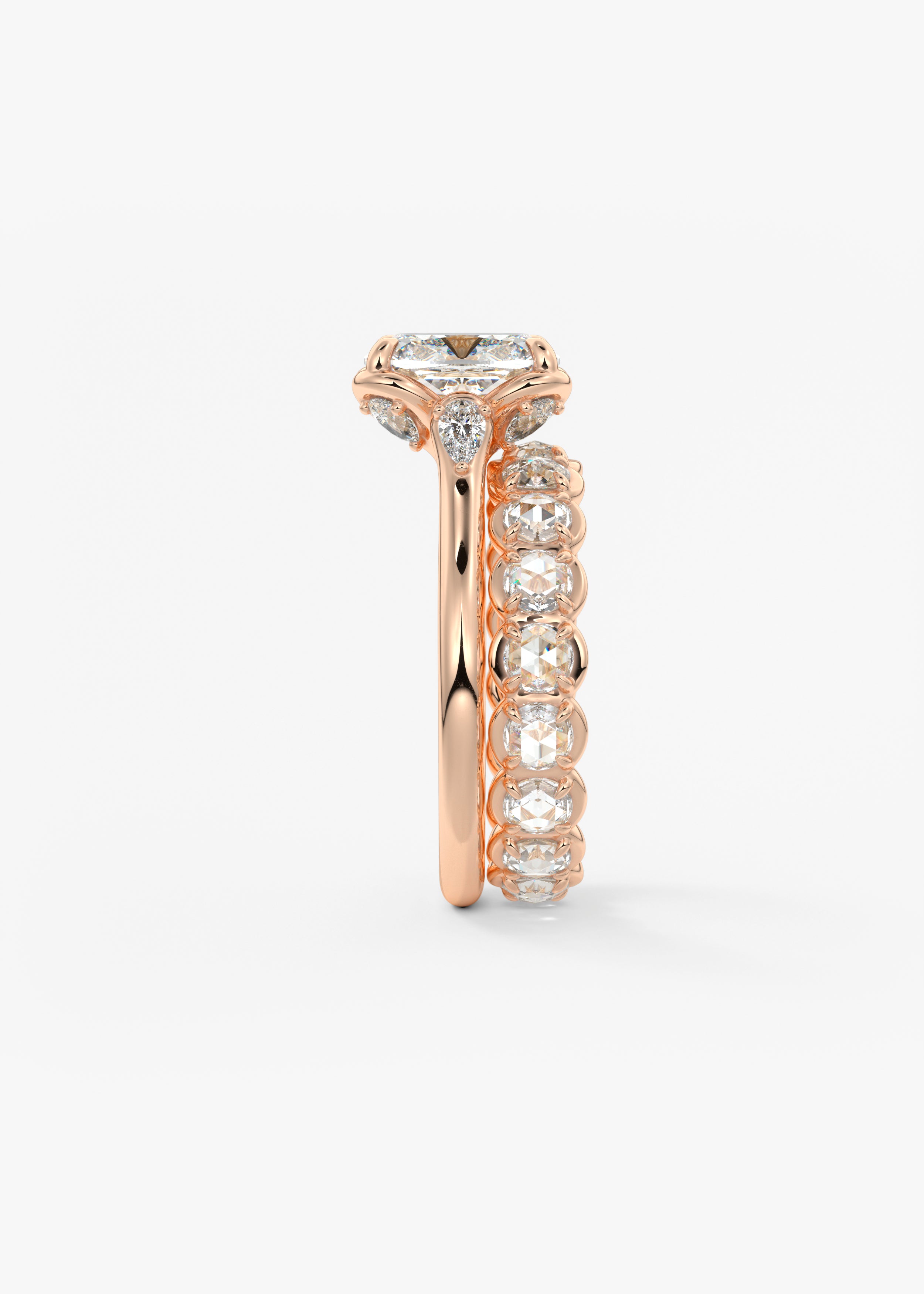Elongated Cushion Cluster Lab Grown Diamond Engagement Ring