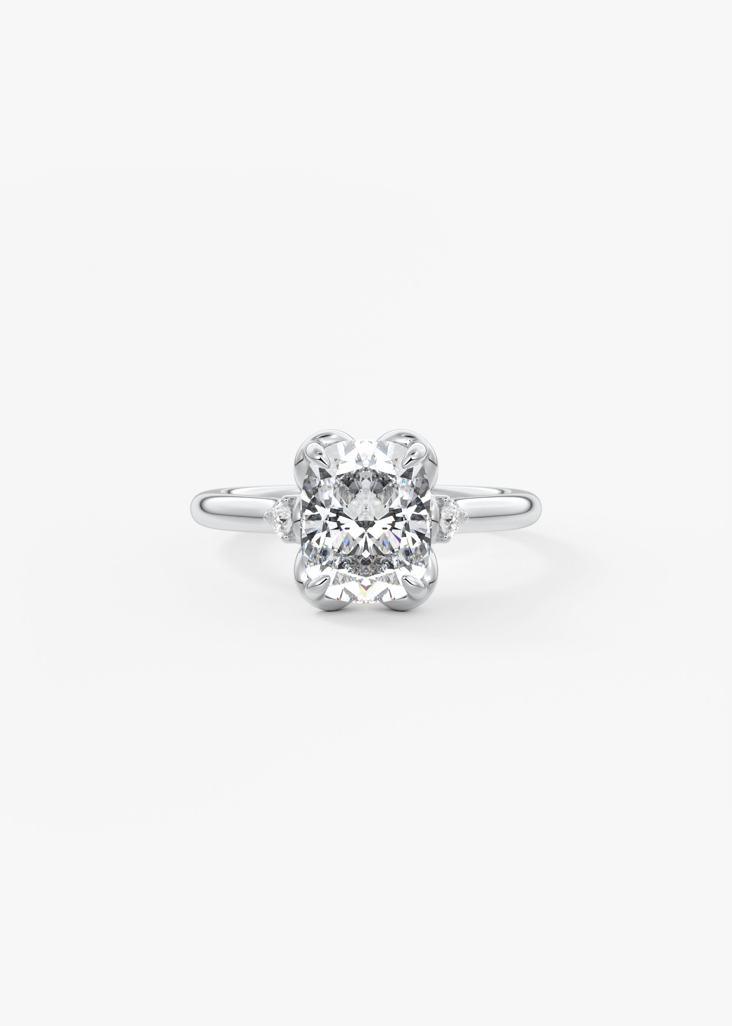 Elongated Cushion Cluster Lab Grown Diamond Engagement Ring