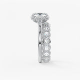 Elongated Cushion Cluster Lab Grown Diamond Engagement Ring