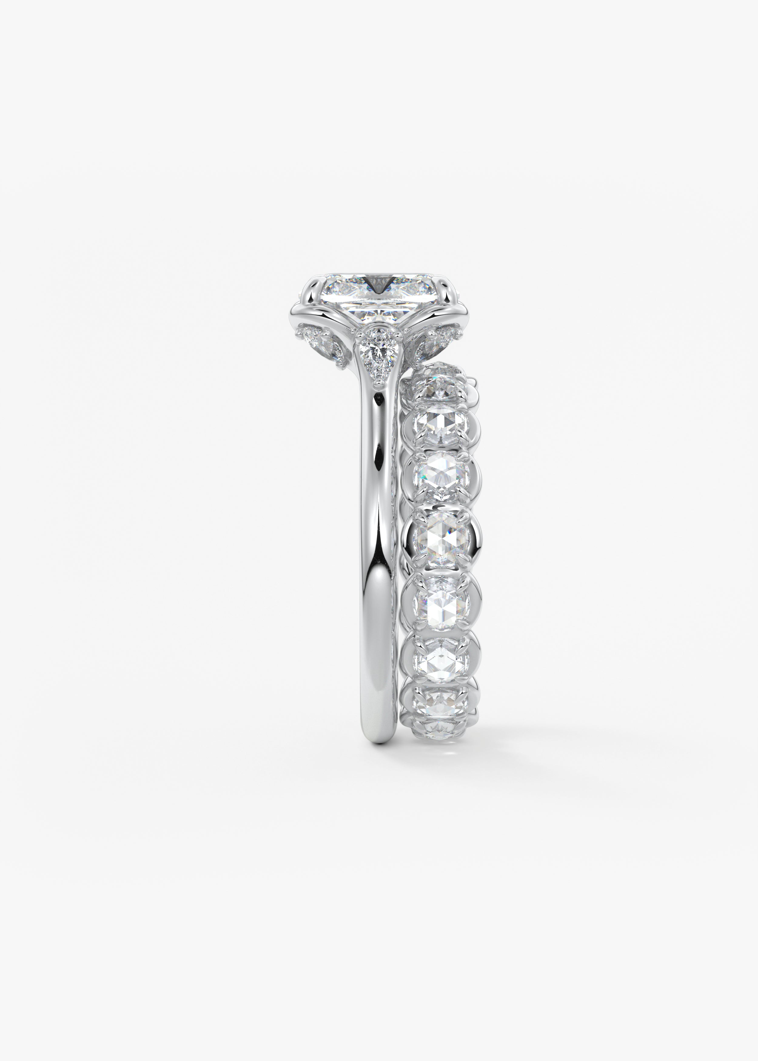 Elongated Cushion Cluster Lab Grown Diamond Engagement Ring