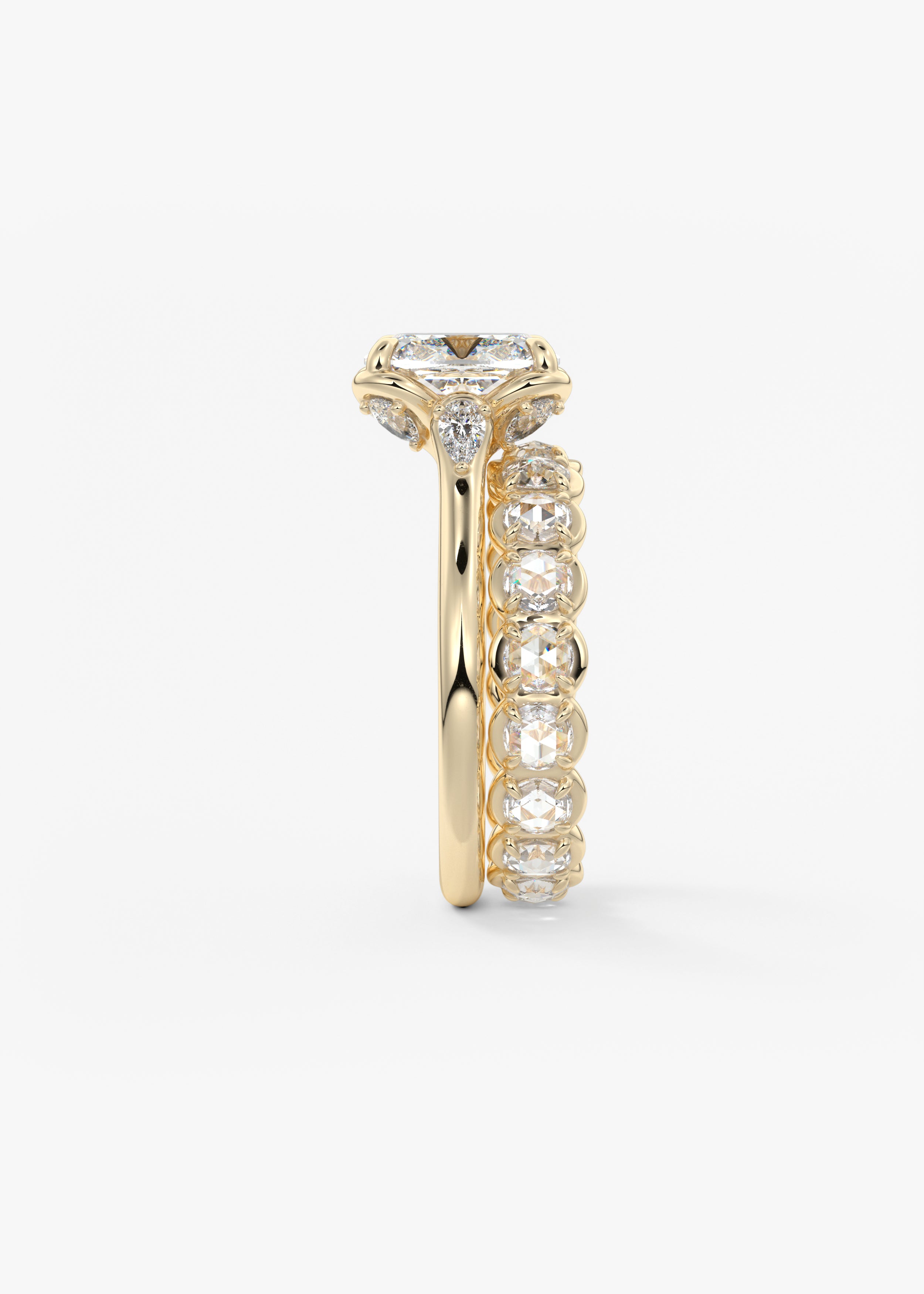 Elongated Cushion Cluster Lab Grown Diamond Engagement Ring