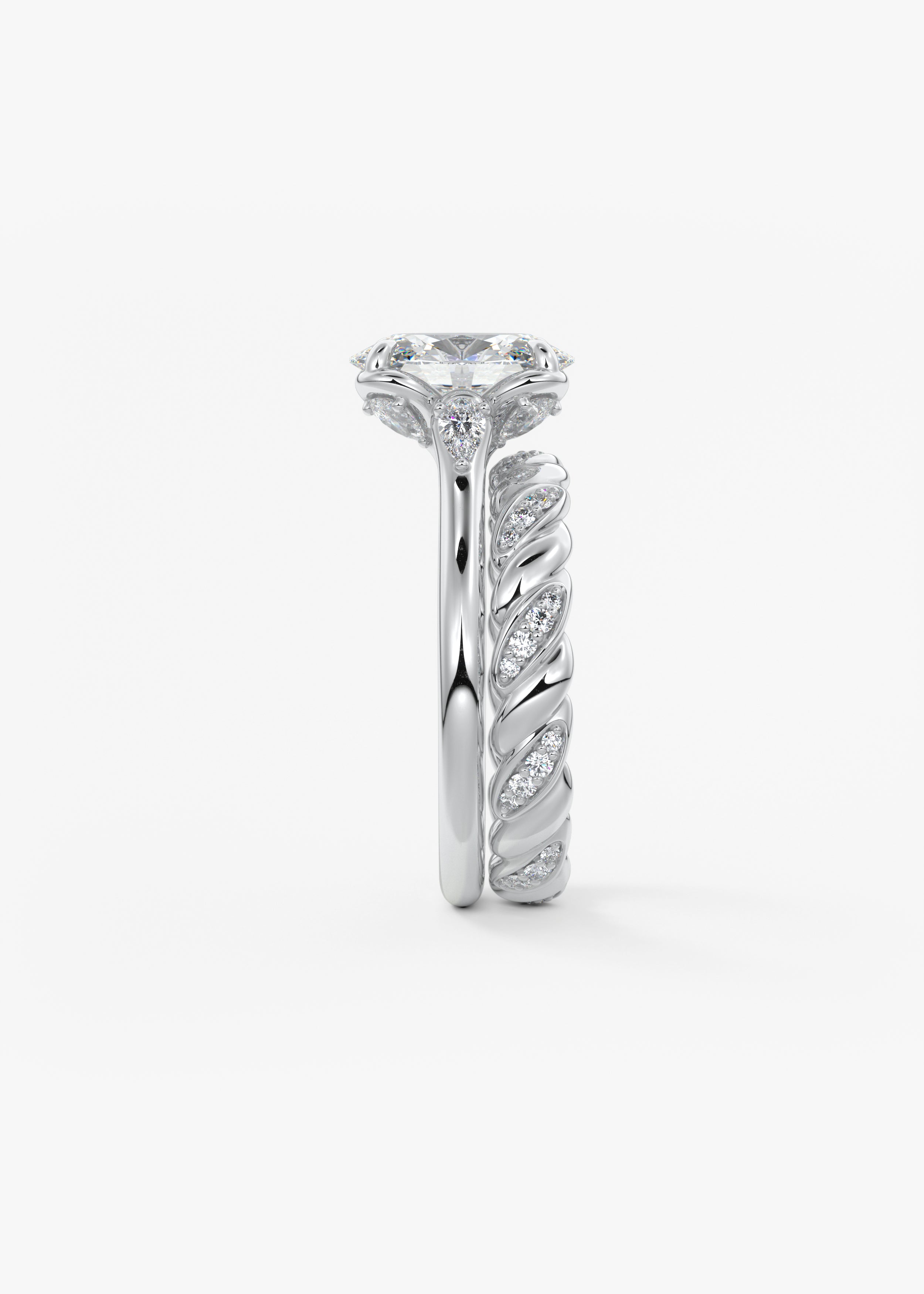 Oval Cluster Lab Grown Diamond Engagement Ring