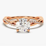Stunning 1.0 CT Round Moissanite Engagement Ring with Twisted Pave Design 5