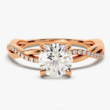 Stunning 1.0 CT Round Moissanite Engagement Ring with Twisted Pave Design 5