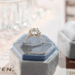 3.0 CT Radiant Shaped Moissanite Engagement Ring With Cluster Pave Accents 8