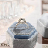 Stunning 3.0 CT Radiant Moissanite Engagement Ring with Halo & Pave Design 8