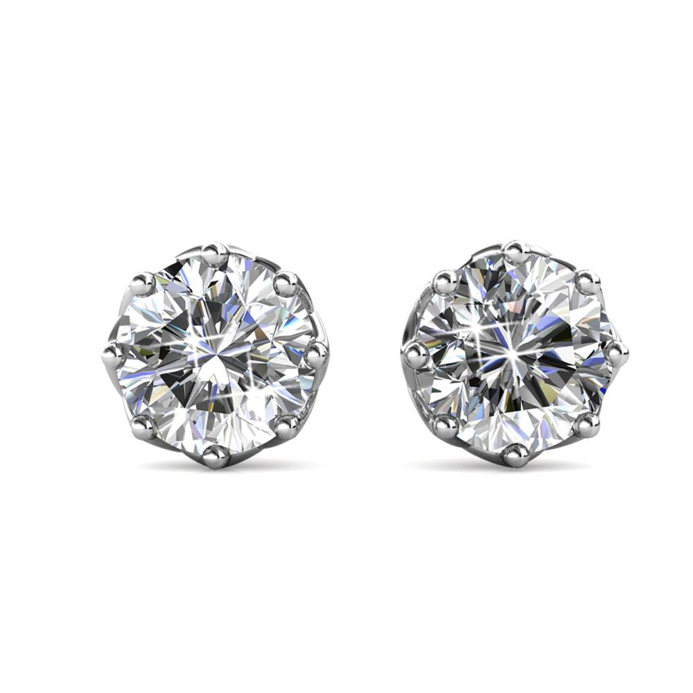 Round Cut Cubic Zirconia in 925 Sterling Silver Earrings 3
