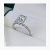 Stunning 2.5 CT Radiant Moissanite Engagement Ring with Pave and Hidden Halo Designs 7