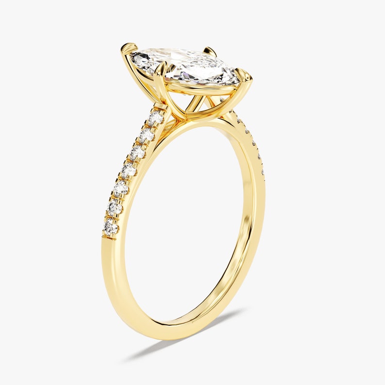 Stunning 1.0-2.0 CT Marquise Moissanite Engagement Ring with Pave Design 2