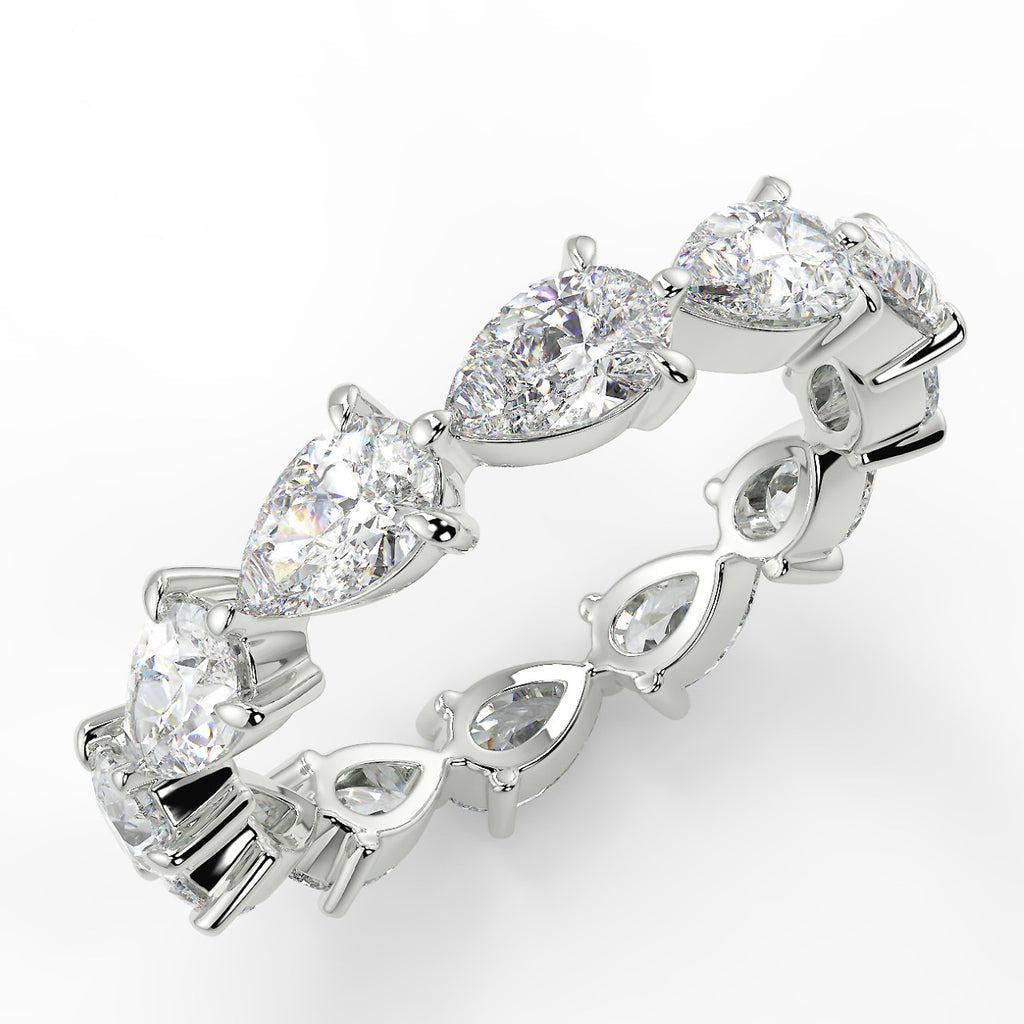 Stunning 2.50 TCW Pear Moissanite Stones Full Eternity Wedding Bands 6