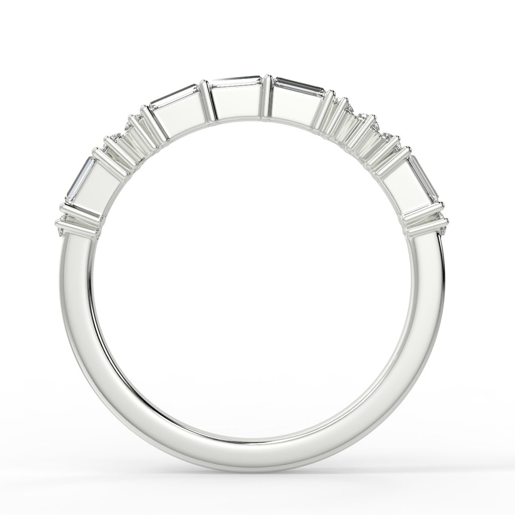 Stunning 0.30 TCW Round & Baguette Moissanite Stones Half Eternity Wedding Band 5