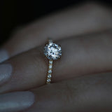 0.85 CT Round Cut Pave CVD E/VS1 Diamond Engagement Ring 3