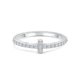 Stunning 0.4 TCW Round Moissanite Stones Stella T Shaped Wedding Band 1