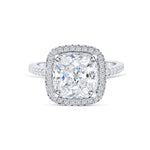 Stunning 3.0 CT Cushion Moissanite Engagement Ring with Pave & Halo Design 1