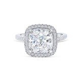 Stunning 3.0 CT Cushion Moissanite Engagement Ring with Pave & Halo Design 1