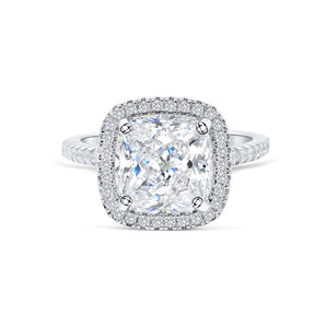 Stunning 3.0 CT Cushion Moissanite Engagement Ring with Pave & Halo Design