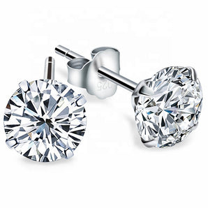 Round Cut Cubic Zirconia in 925 Sterling Silver Earrings