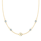 1.0 TCW Round Aquamarine Lab Made Diamond-March Birthstone Necklace 1
