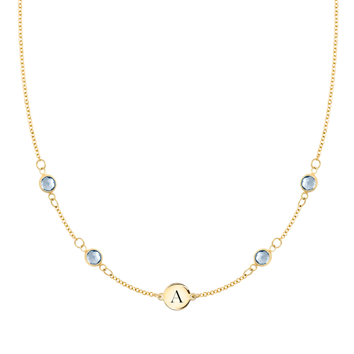 1.0 TCW Round Aquamarine Lab Made Diamond-March Birthstone Necklace 1