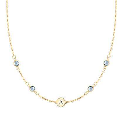 1.0 TCW Round Aquamarine Lab Made Diamond-March Birthstone Necklace 1