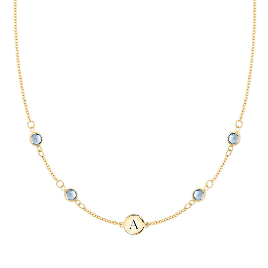 1.0 TCW Round Aquamarine Lab Made Diamond-March Birthstone Necklace 1