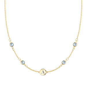 1.0 TCW Round Aquamarine Lab Made Diamond-March Birthstone Necklace