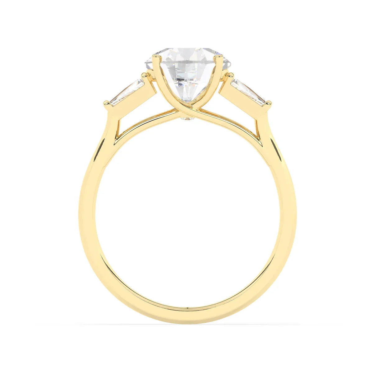 Stunning 2.0 CT Round Moissanite Engagement Ring with Three Stone Design 2