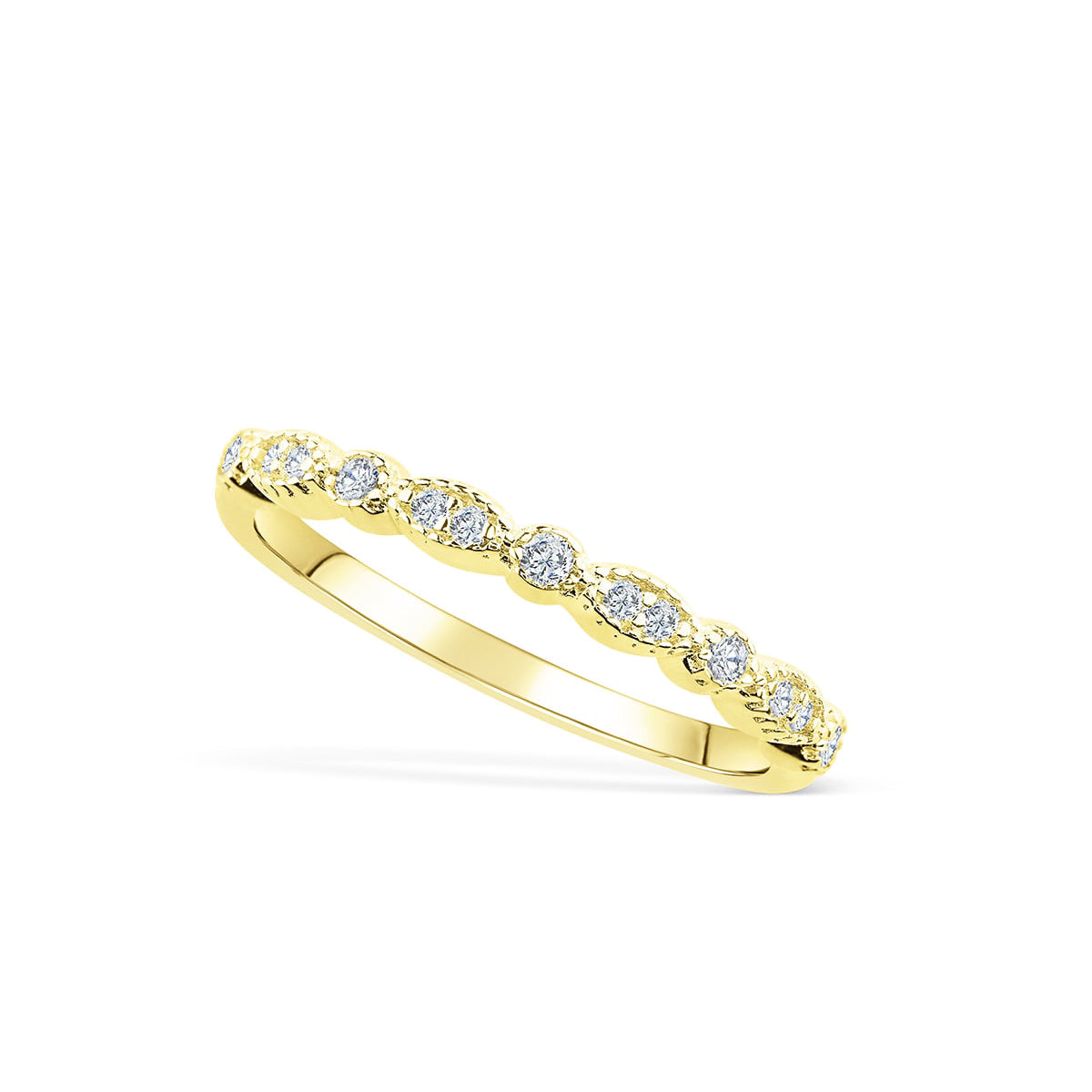 Stunning 0.2 TCW Round Moissanite Stones Scalloped Eternity Wedding Bands 2