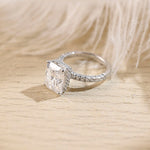 Stunning 3.0 CT Radiant Moissanite Engagement Ring with Pave & Hidden Halo Design 4