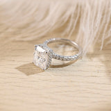 Stunning 3.0 CT Radiant Moissanite Engagement Ring with Pave & Hidden Halo Design 4