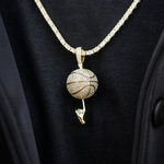 10 CT Round Moissanite Iced Basketball Silver Pendant for Him 1