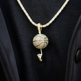 10 CT Round Moissanite Iced Basketball Silver Pendant for Him 1