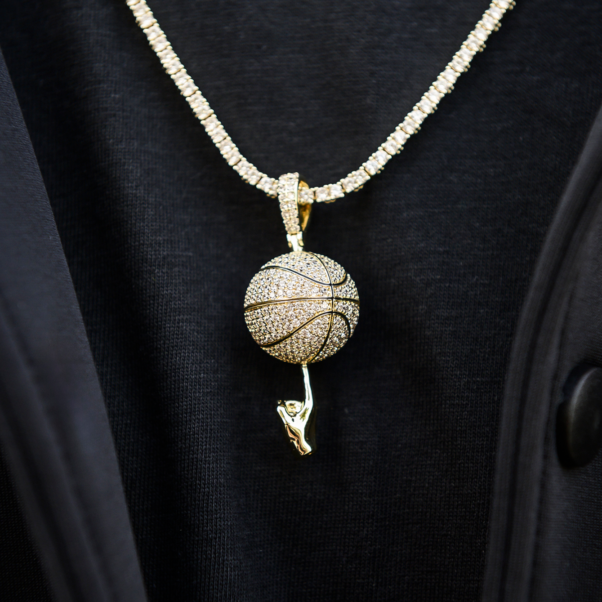 10 CT Round Moissanite Iced Basketball Silver Pendant for Him 1