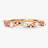 Stunning 0.30 CT Round & Marquise Moissanite Stones Half Eternity Wedding Band 4