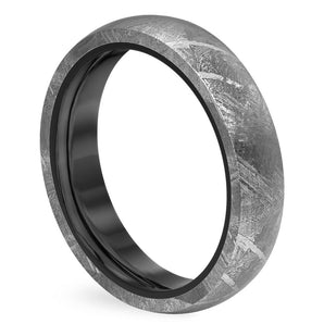 Classic Meteorite Wedding Band for Men's in Solid Gold